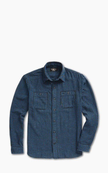RRL Cotton-Linen Workshirt Indigo Blue/Sulphur Black