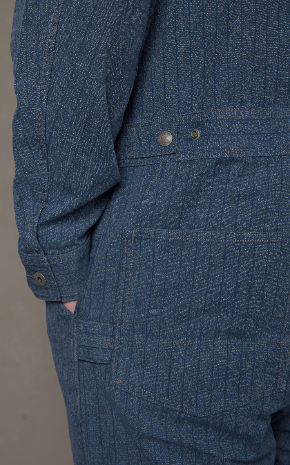 RRL Embroidered Jaspe Twill Coverall Navy/White | Cultizm