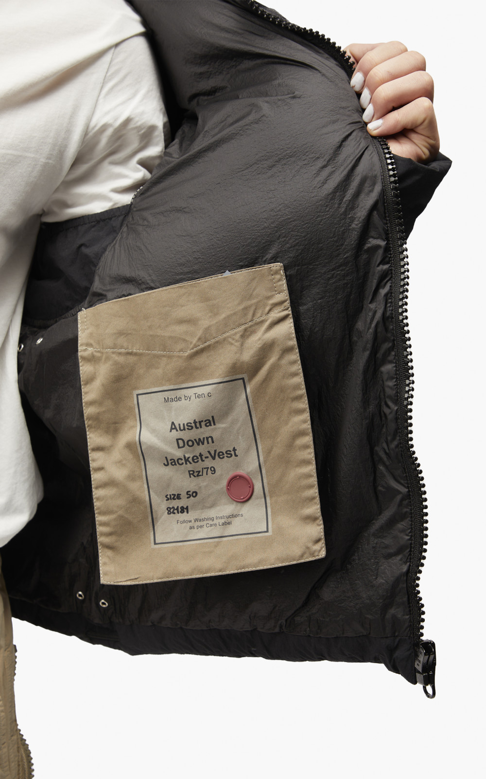 Ten C Austral Down Jacket Vest Black | Cultizm