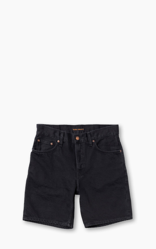 Nudie Jeans Seth Denim Shorts Aged Black