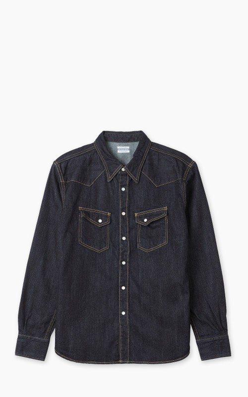 The Flat Head FN-SDW-001L Denim Western Shirt Selvedge Indigo