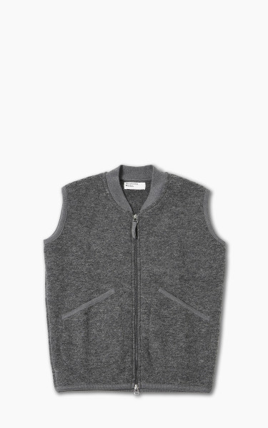 Universal Works Zip Waistcoat Wool Fleece Grey Marl