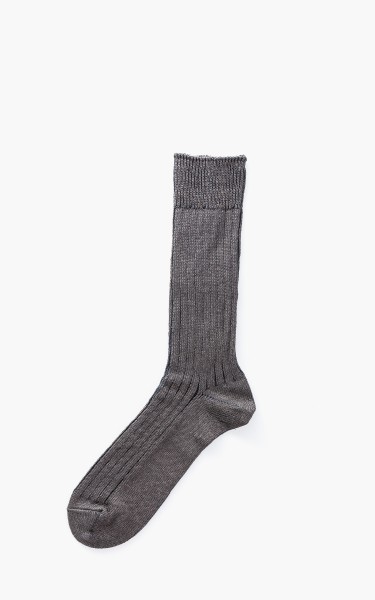 RoToTo R1010 Linen Cotton Ribbed Crew Socks Charcoal