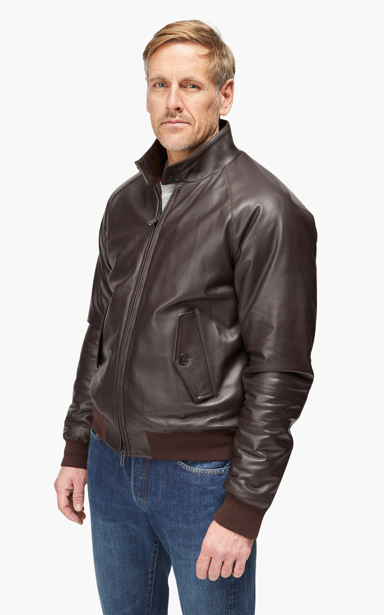 Leather baracuta jacket sales