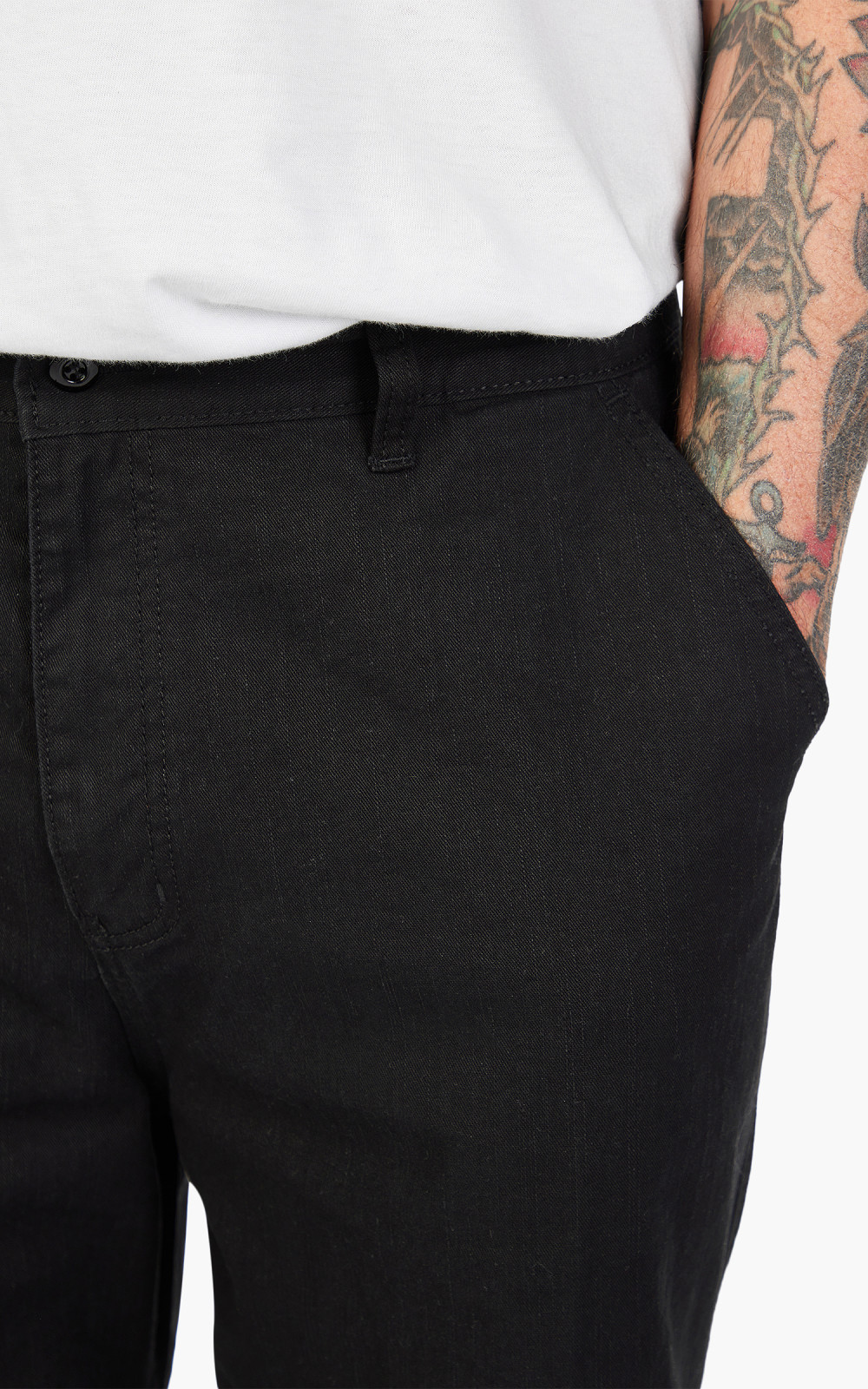 FrizmWORKS Slub Cotton Two Tuck Pants Black | Cultizm