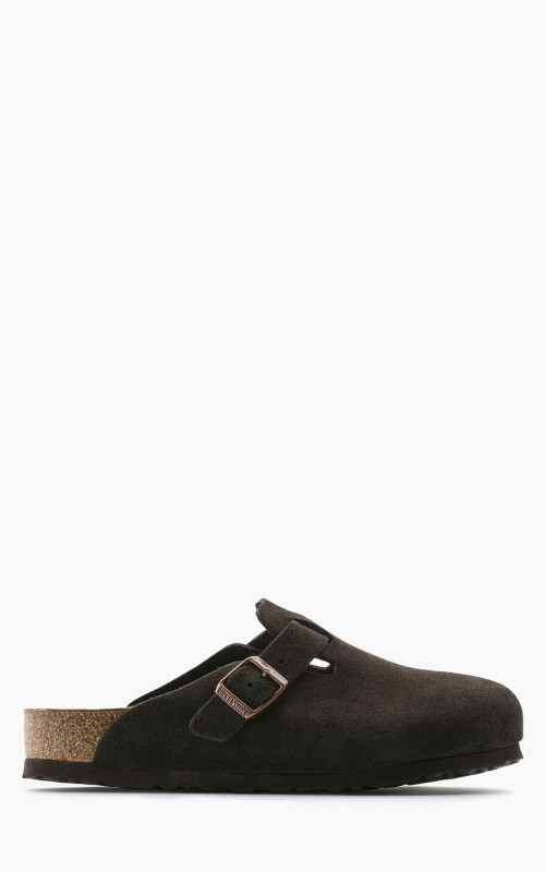 Birkenstock Boston Suede Leather Soft Footbed Black 660471