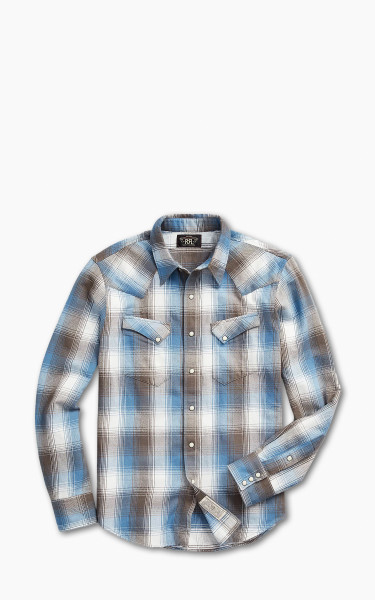 RRL Buffalo Western Shirt Plaid Twill Blue Multi