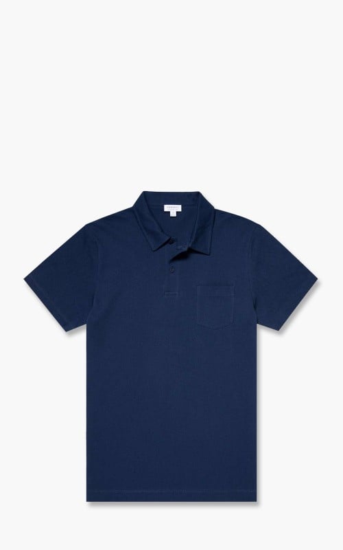 Sunspel S/S Polo Shirt Marine Blue MPOL1026-BUOH