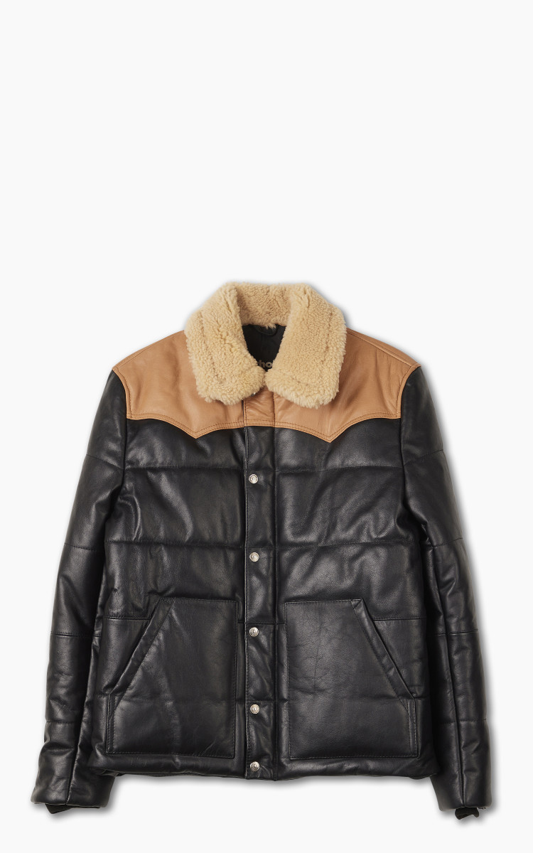 ジャケット・アウター Schott SHEEPSKIN LEATHER DOWN JACKET Schott B-6 Sheepskin Leather Bomber Jacket - Black | Leather