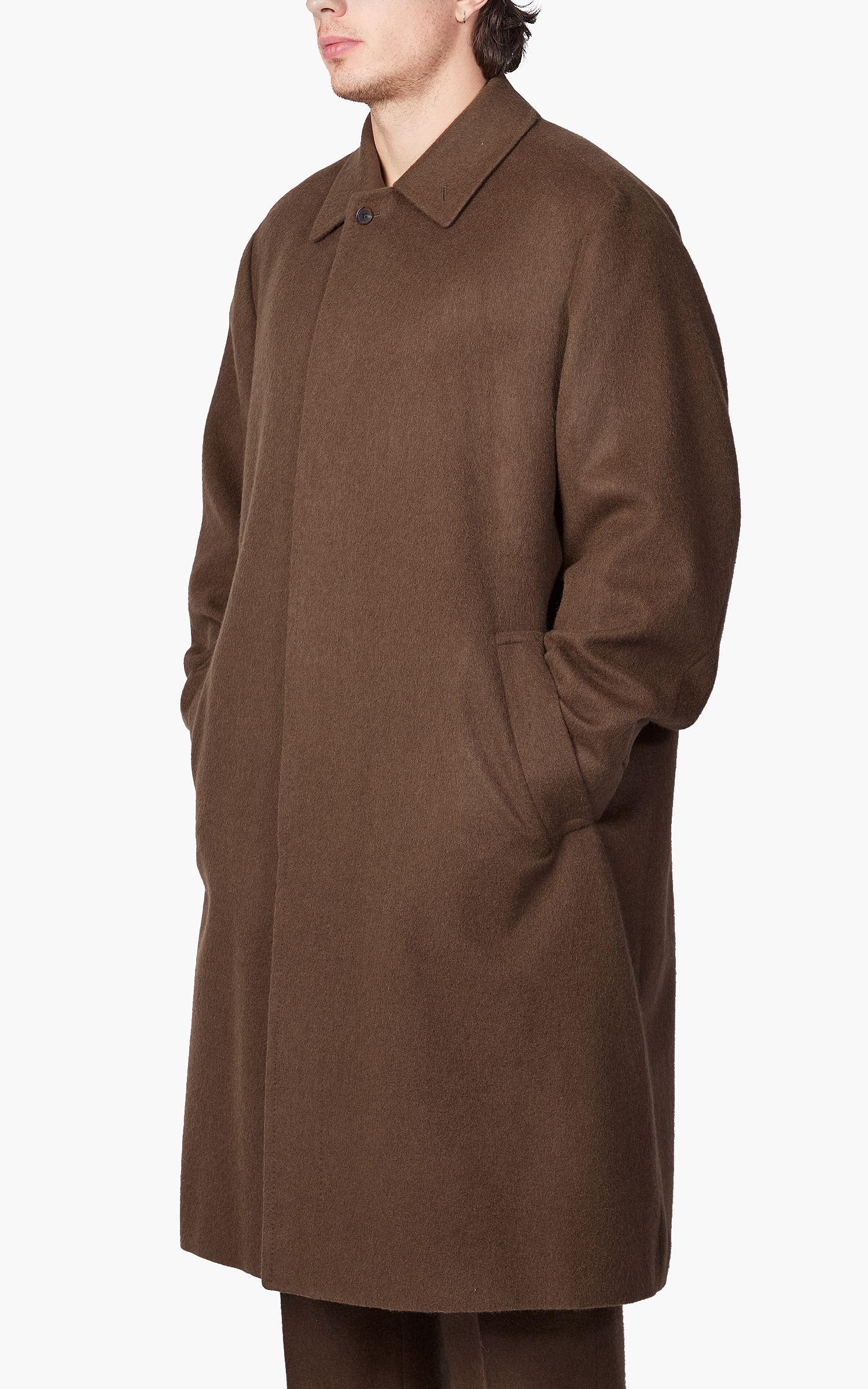 Auralee Baby Camel Flannel Coat Dark Brown | Cultizm
