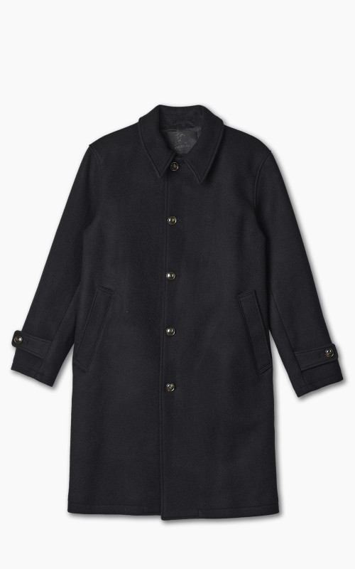 Momotaro Jeans MXOT1500 Heavy Melton Balmacaan Coat Black