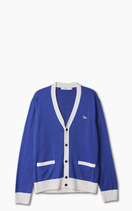 Maison Kitsuné Baby Fox Patch Bi-Color Classic Cardigan Deep Blue