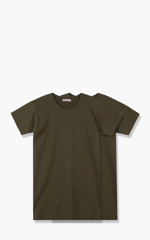 Pike Brothers 1947 Round Neck Tee 2-Pack Olive P0403-22-0006/401