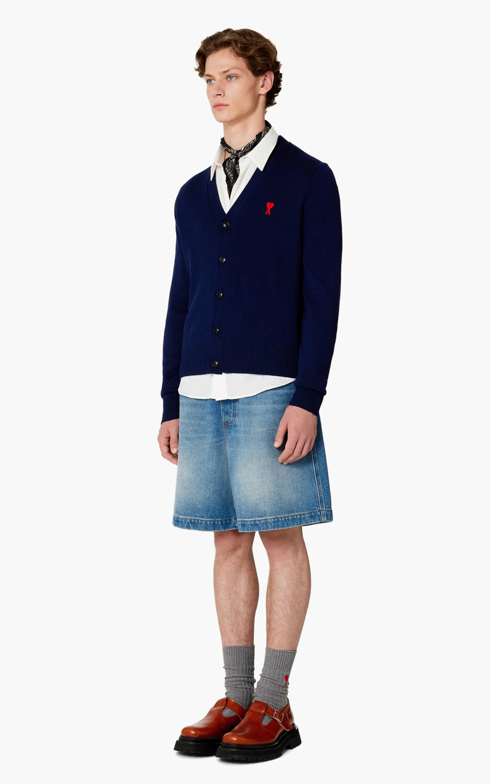 AMI Paris Ami De Coeur Cardigan Nautic Blue | Cultizm