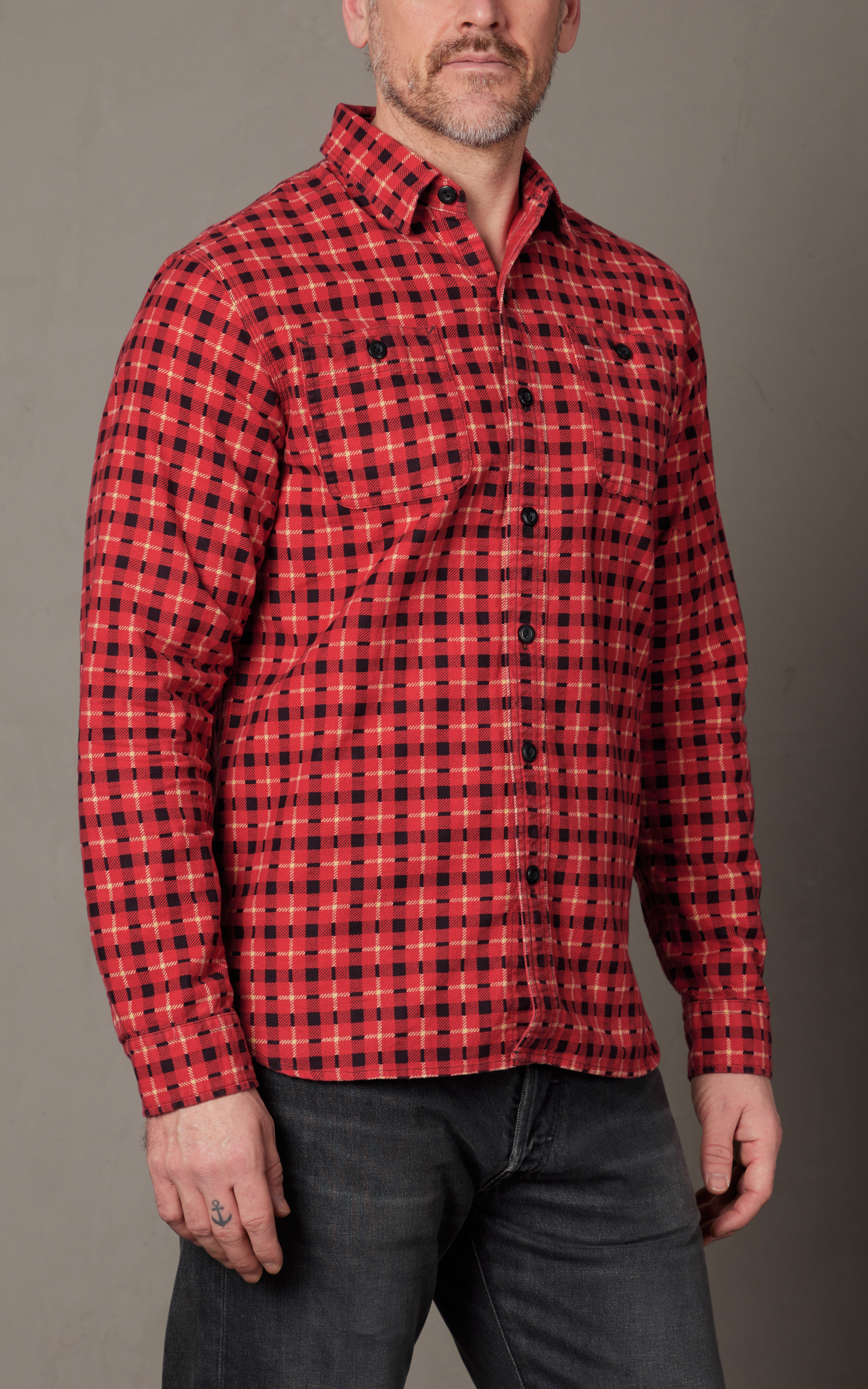 Kevlar Flannel Riding Shirt – Red + Grey Plaid