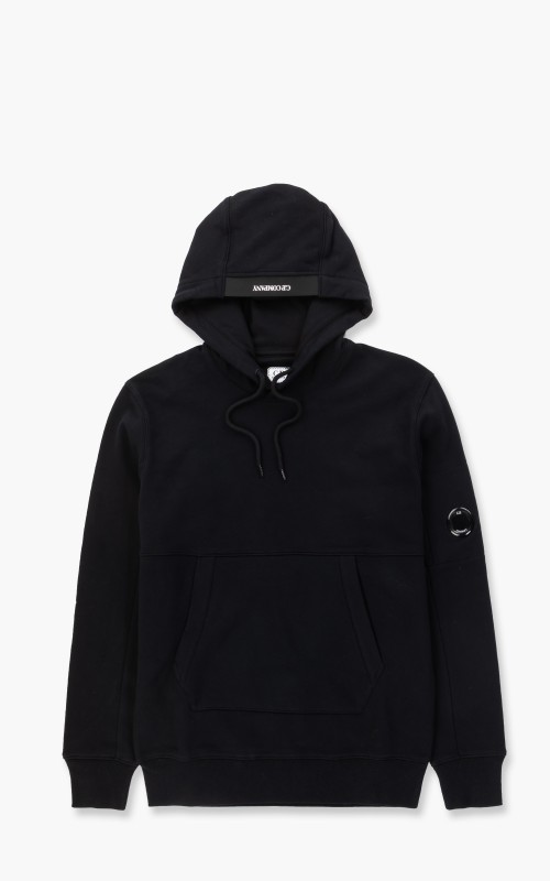 C.P. Company Diagonal Raised Fleece Hooded Sweatshirt Black