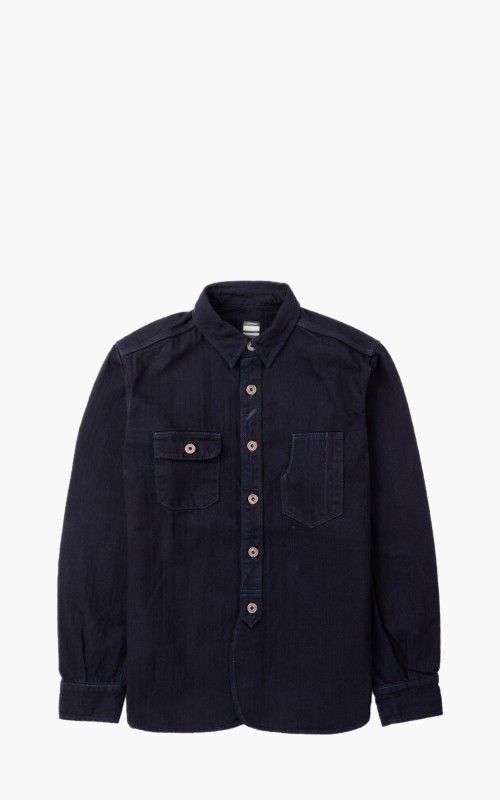 Momotaro Jeans 05-159 Herringbone Work Shirt Indigo