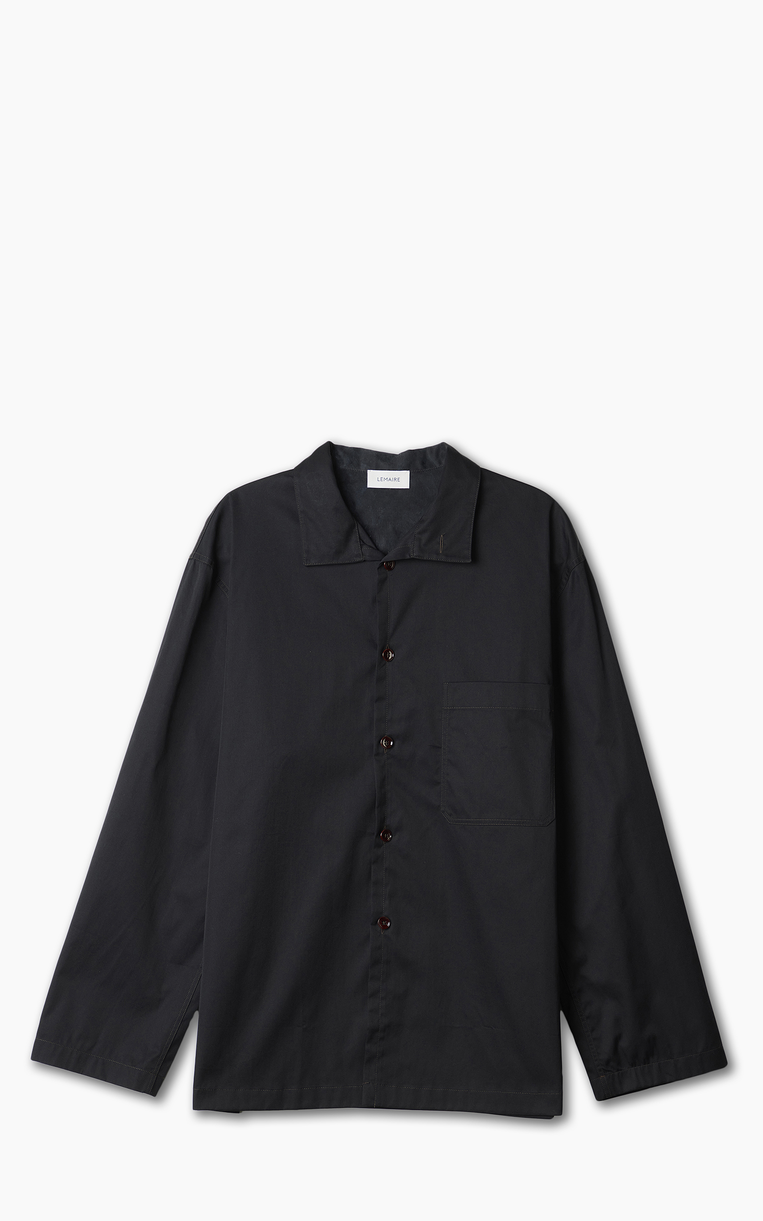 Lemaire Stand Collar Shirt Cotton Twill Black | Cultizm
