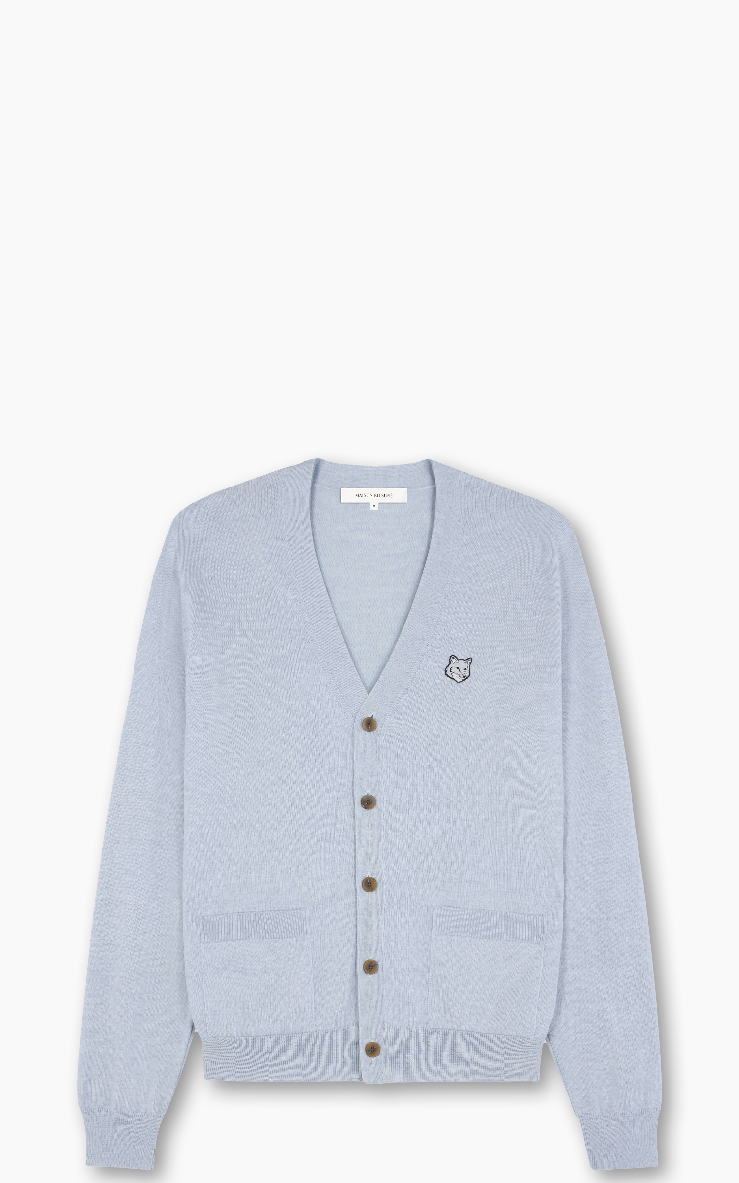 Maison Kitsuné embroidered-motif button-fastening cardigan - Blue