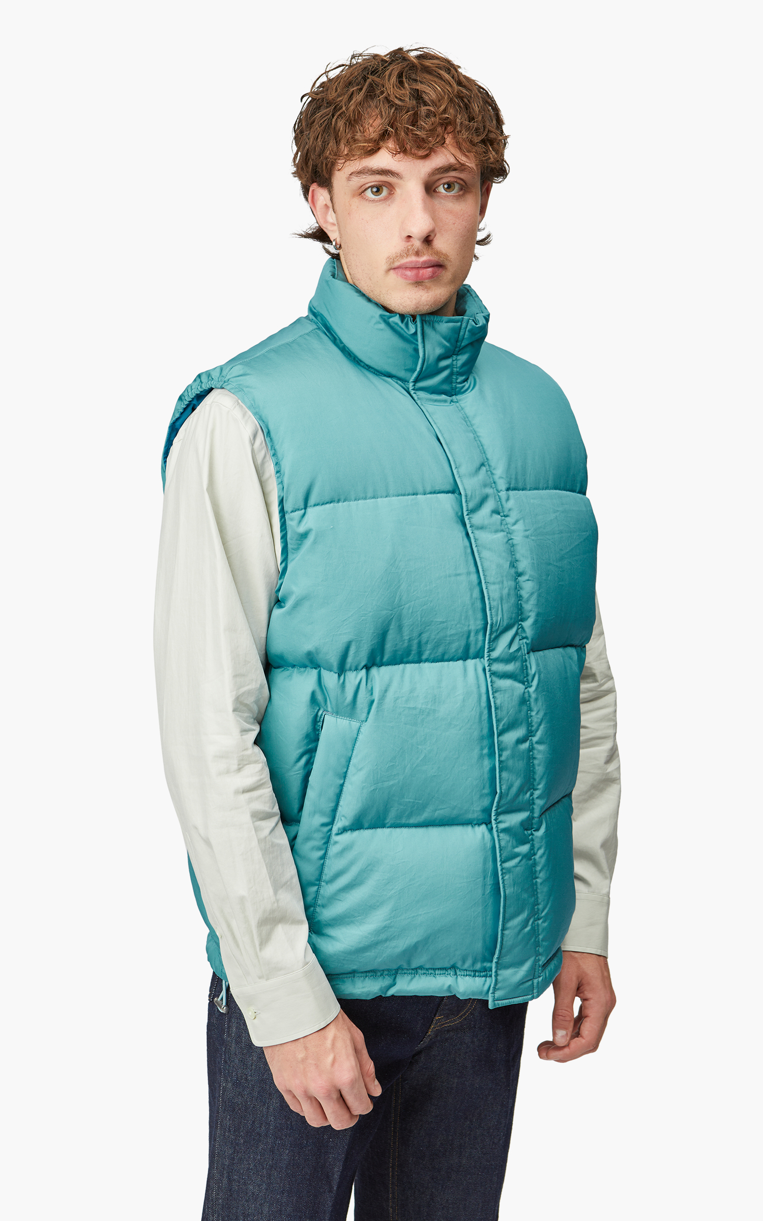 Auralee Suvin High Count Cloth Down Vest Cerulean Blue | Cultizm