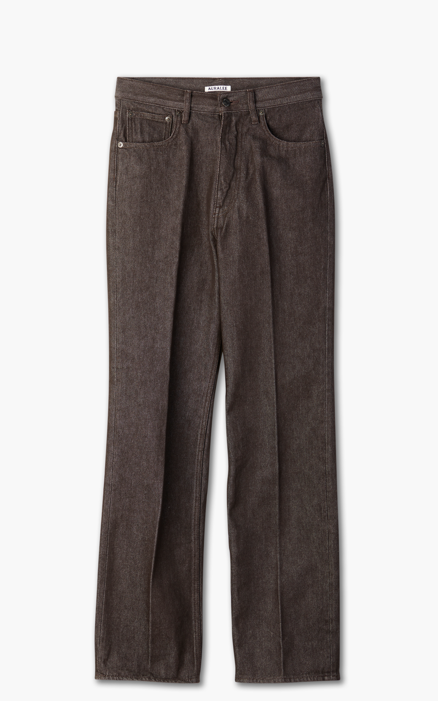 Auralee W Hard Twist Denim 5P Pants Brown | Cultizm Auralee W Hard Twist Denim 5P Pants Brown | Cultizm