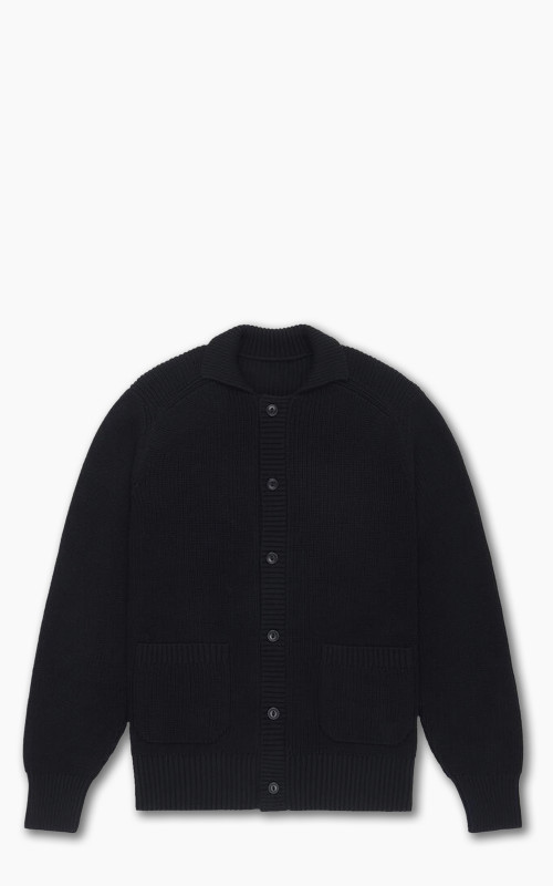 3sixteen Cotton Collared Cardigan Black