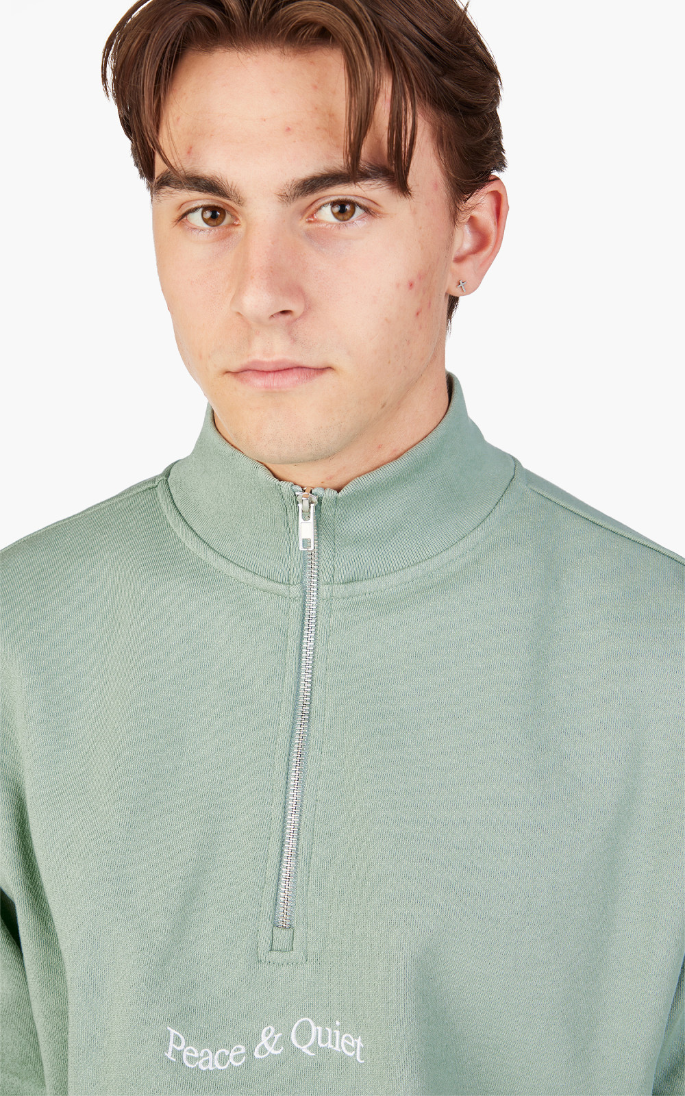 Museum of Peace & Quiet Wordmark Quarter Zip Sage | Cultizm
