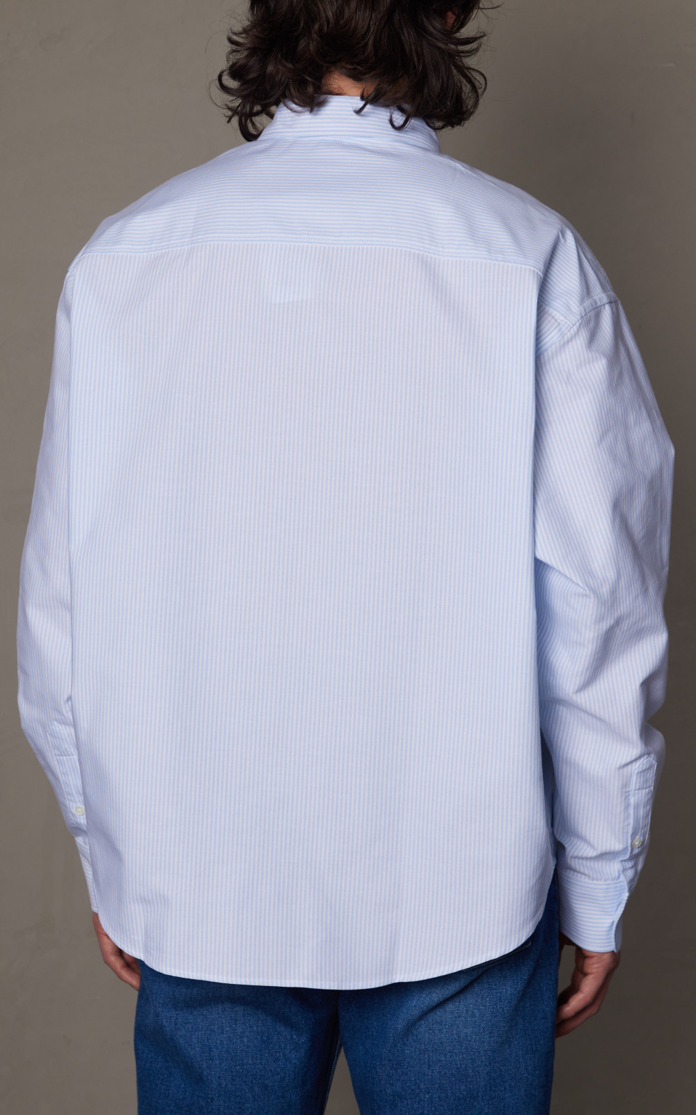 ★AMI PARIS★ Cotton Men's Shirt Sky Blue HSH203C00029475 HS Sky Blue Button-Down Ami De Coeur Shirt | AMI PARIS