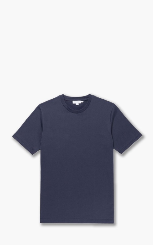 Sunspel Short Sleeve Riviera Crewneck T-Shirt Navy