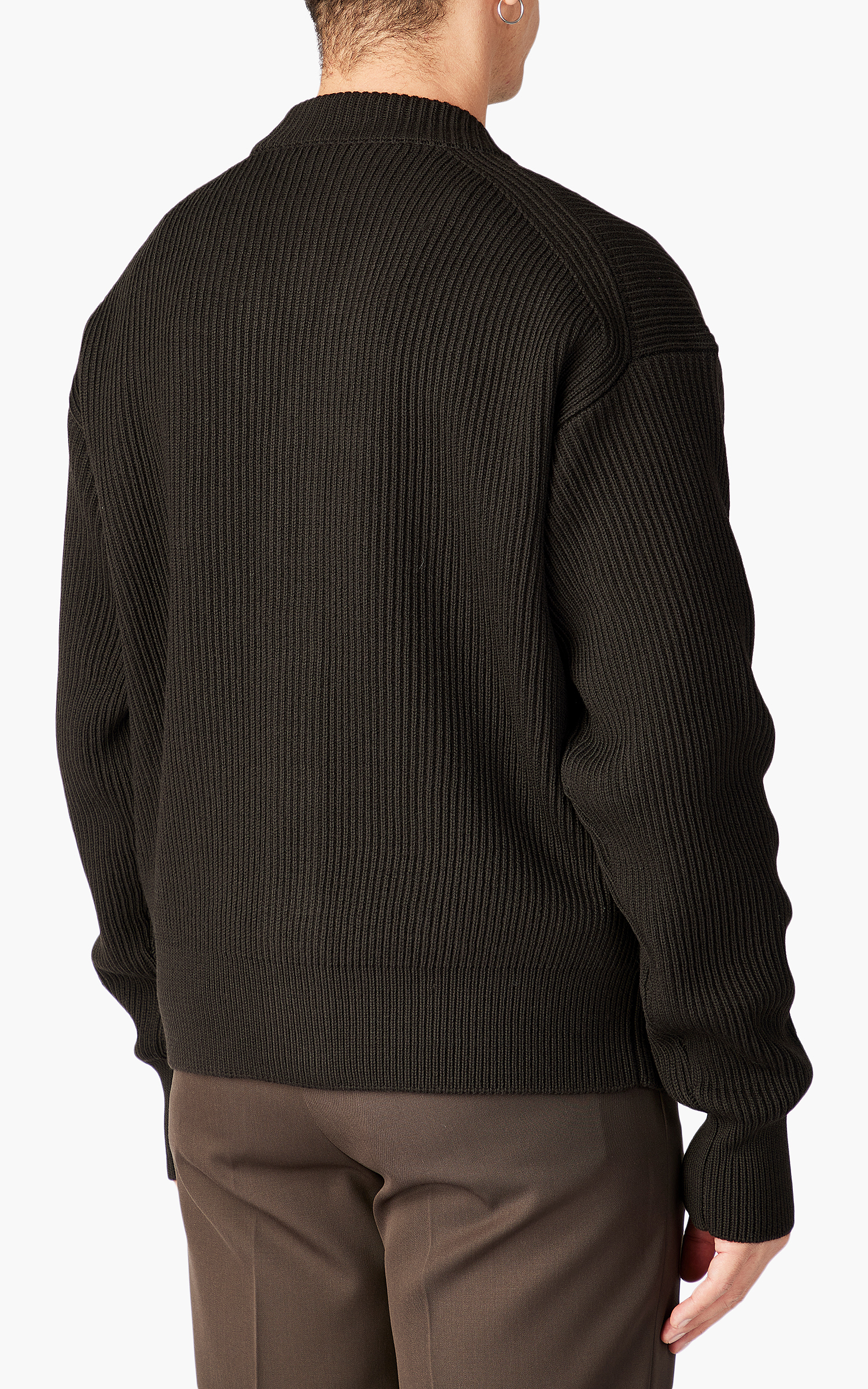 Auralee French Merino Rib Knit Cardigan Dark Brown | Cultizm