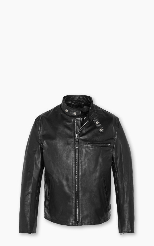 Schott NYC 141 Classic Cafe Racer Leather Motorcycle Jacket Black