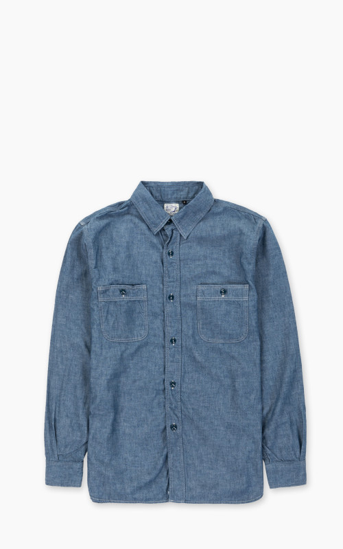 OrSlow Chambray Work Shirt Blue