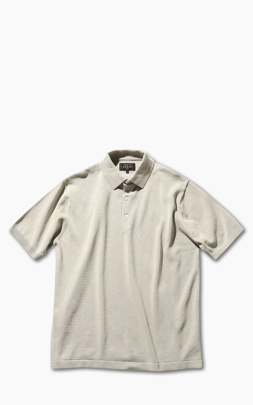Beams Plus Cotton Knit Solid Polo Shirt Sand