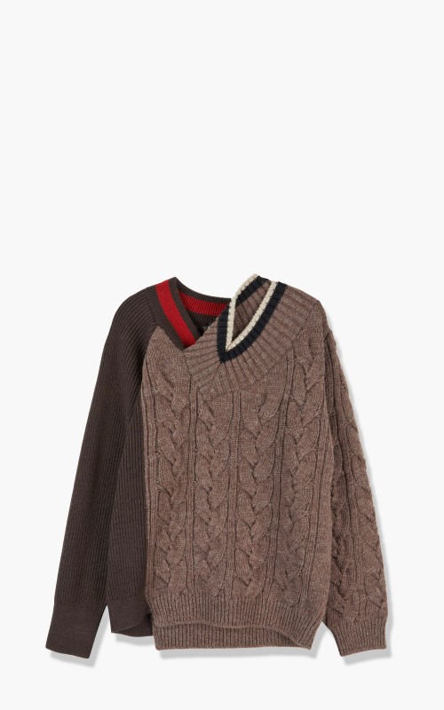Kolor 21WCM-N02302A Asymmetrical Knit Sweater A-Moka 21WCM-N02302A-Moka