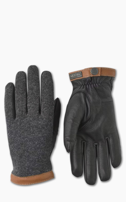 Hestra Deerskin Wool Tricot Charcoal/Black