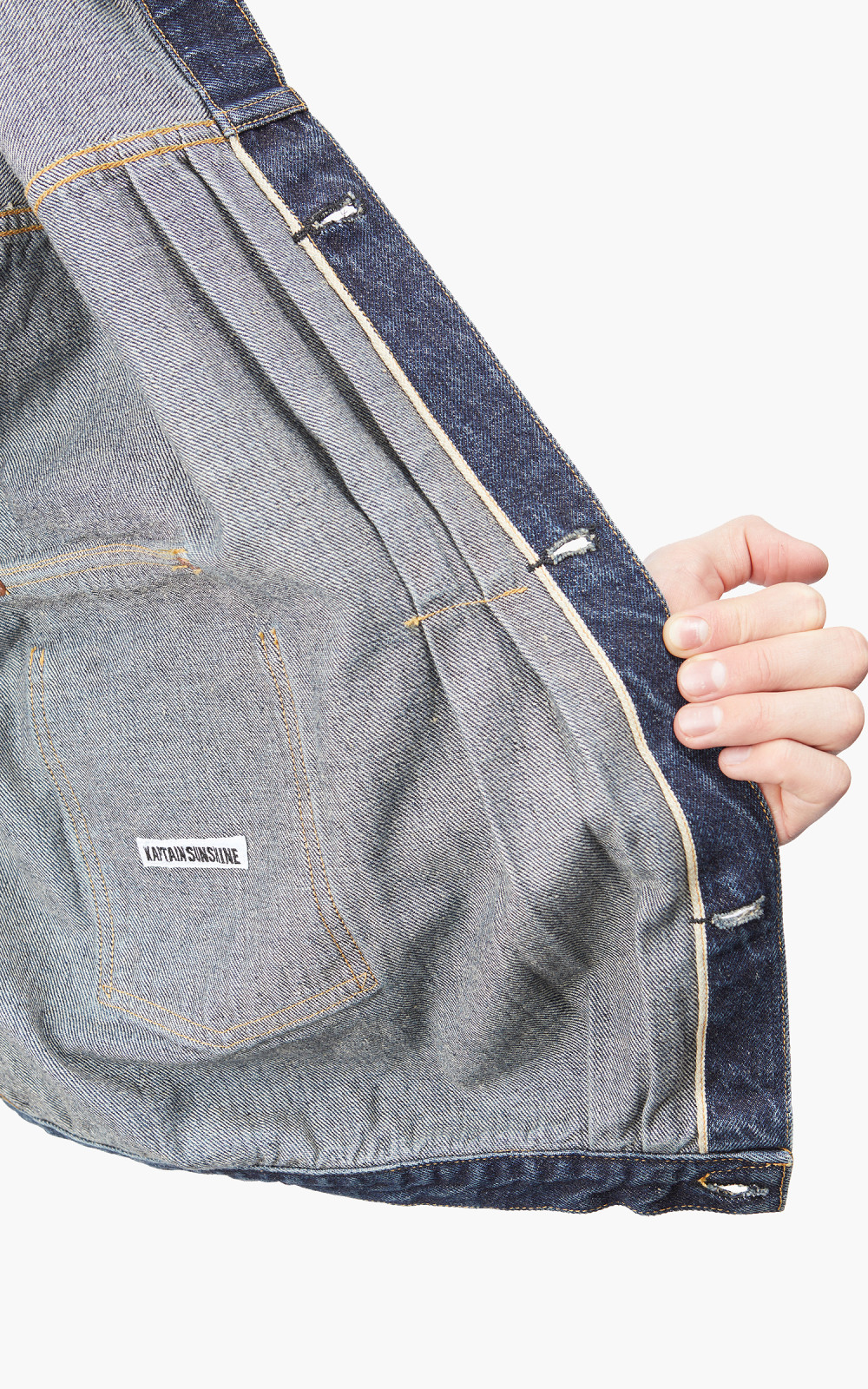 Kaptain Sunshine Denim Tracker Jacket Indigo Vintage Wash