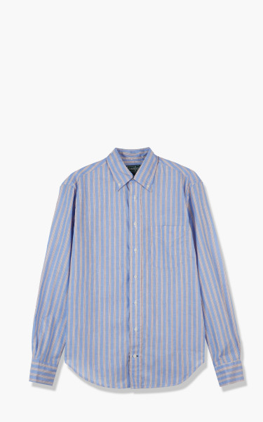 Gitman Vintage Button Down L/S Shirt Blue Cotton Linen Cabana Stripes 6C423VS19-40-Blue-Cabana