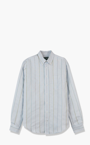 Gitman Vintage Button Down L/S Shirt Blue Tencel/Linen Stripe 6C435VS19-42-Blue