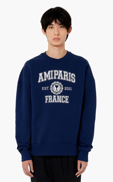 AMI Paris France Crewneck Sweatshirt Nautic Blue