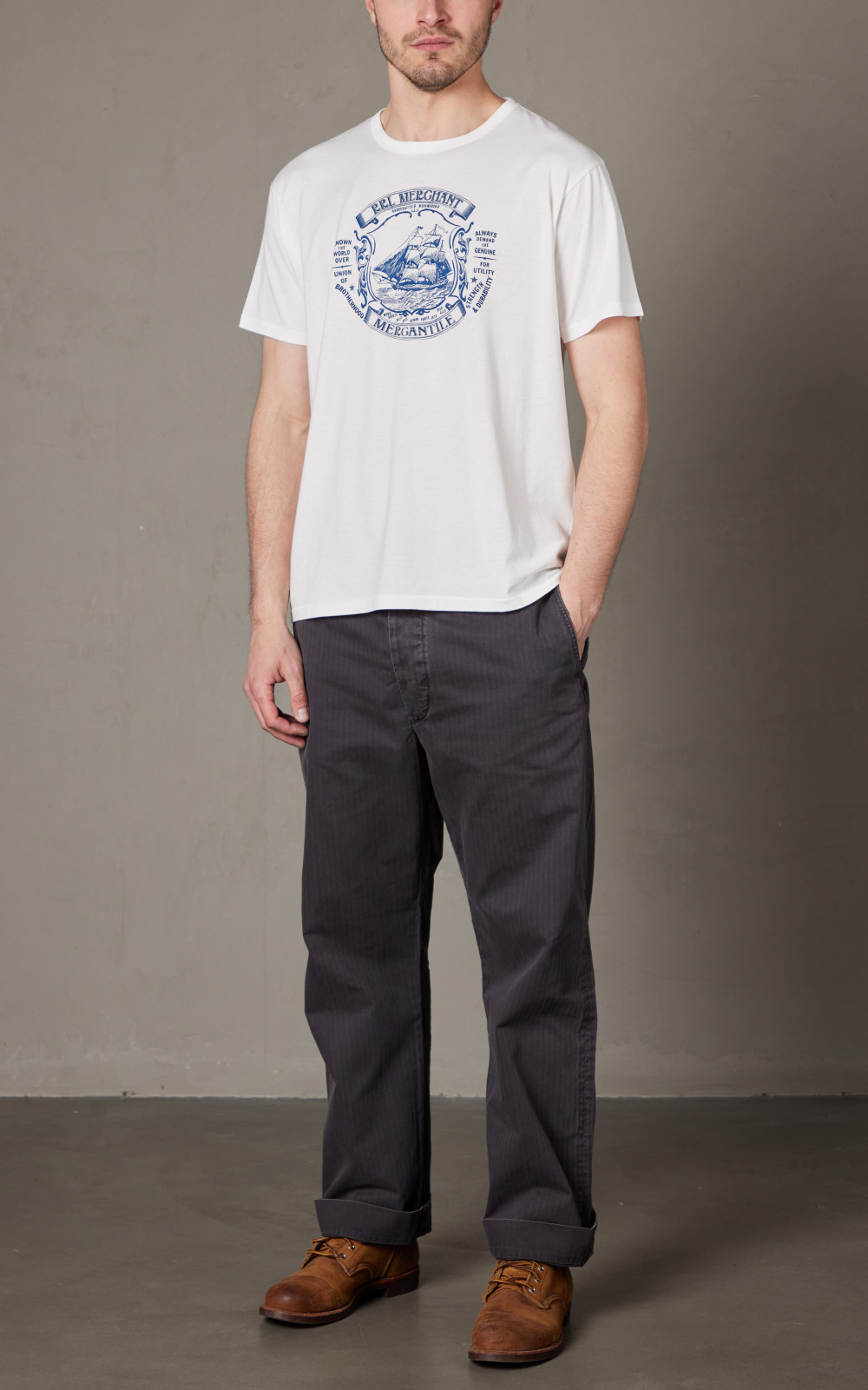 RRL Field Chino Flat Front Herringbone Black | Cultizm