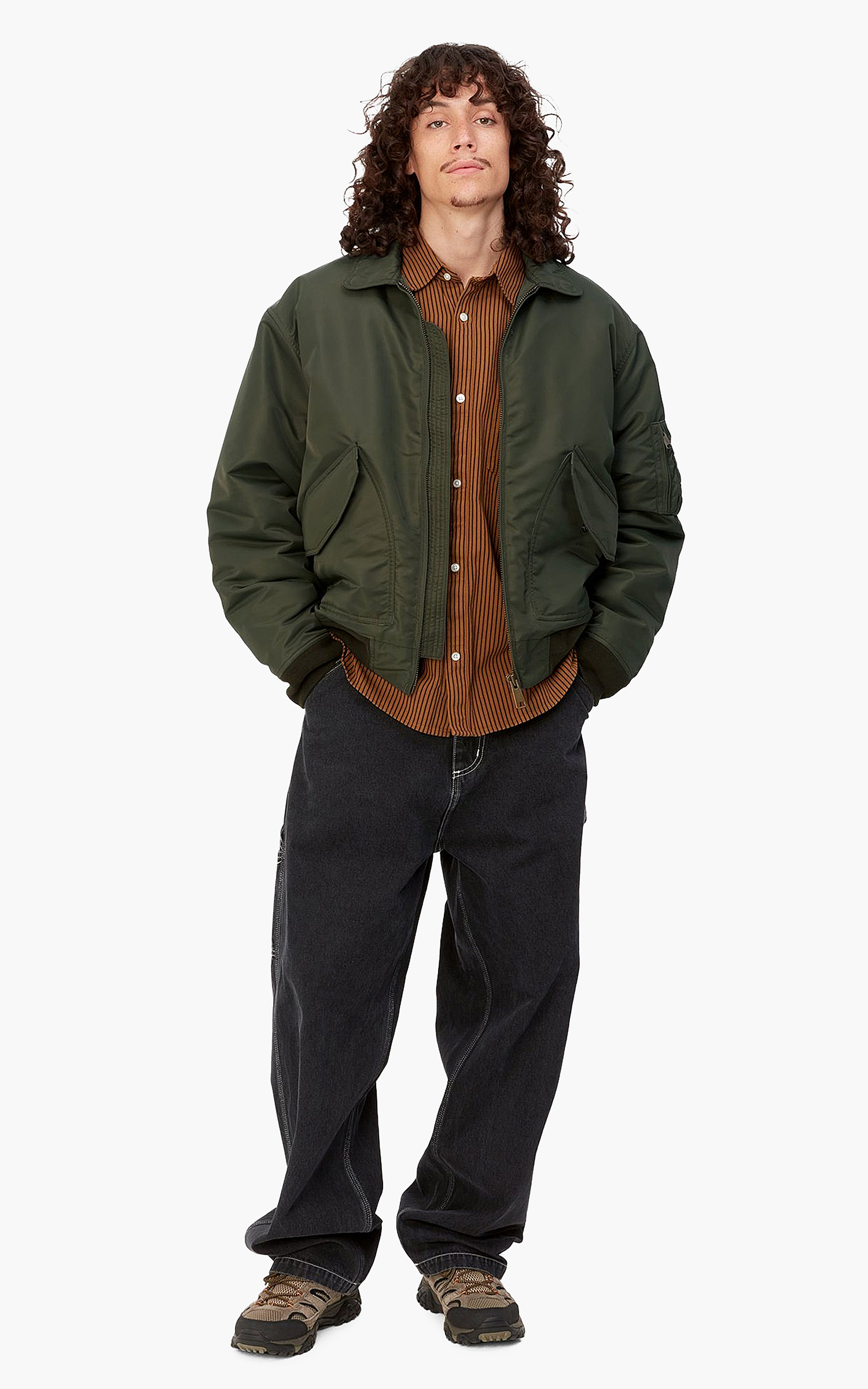 Carhartt WIP Olten Bomber Jacket Nylon Plant/Smoke Green | Cultizm