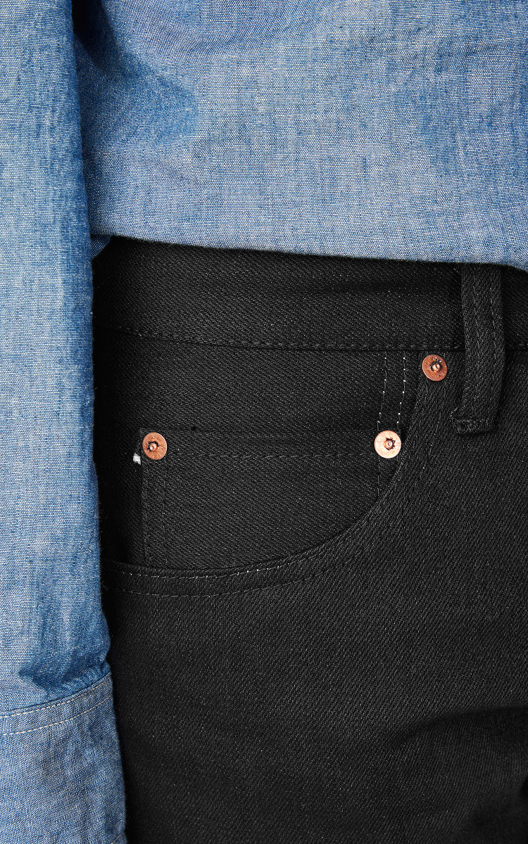 ももじ様　bmsブラック 0306-B - 15.7oz - Black Selvedge Custom Black Battle Stripes