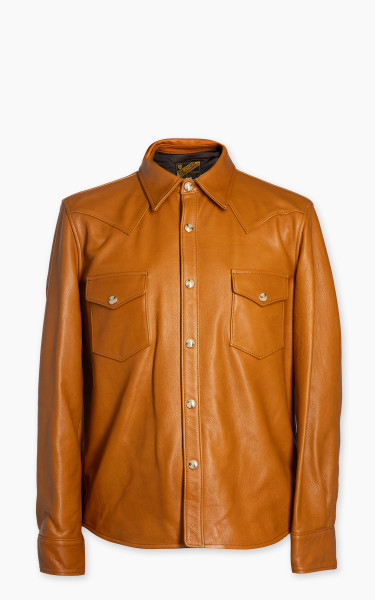 Y&#039;2 Leather Steer Oil Leather Western Shirt Camel