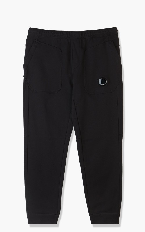 C.P. Company Diagonal Raised Fleece Mixed Sweat Pants Black 12CMSP118A-005086M-999