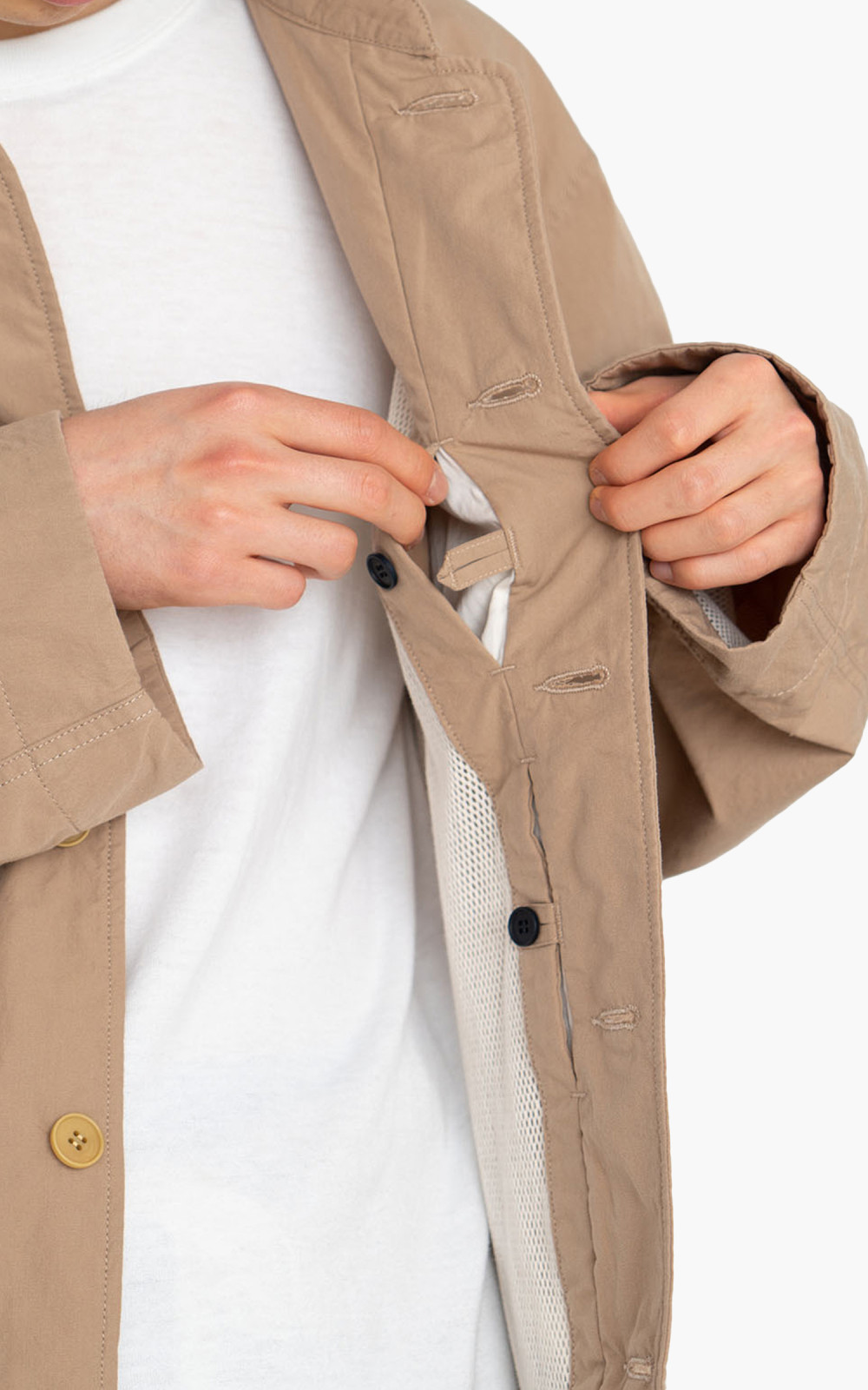 Nanamica Band Collar Jacket Camel | Cultizm Nanamica Band Collar Jacket Camel | Cultizm