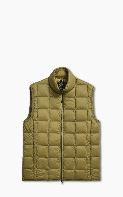 Taion HI-Neck Zip Down Vest Beige