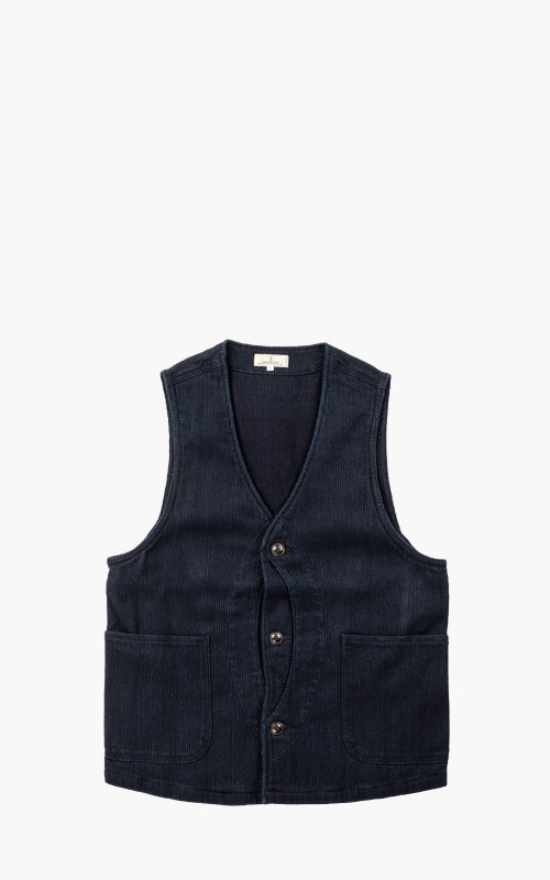 Japan Blue Sashiko Hunting Vest Indigo | Cultizm