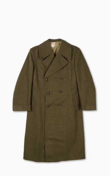 Military Surplus Vintage French Wool Trench Coat Olive