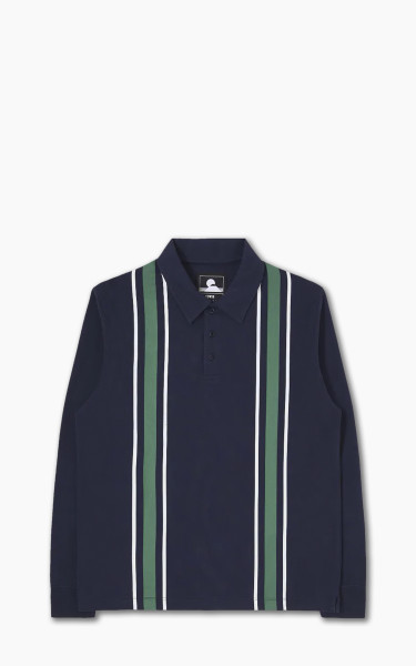 Edwin Club Stripes Polo LS Jersey Maritime Blue