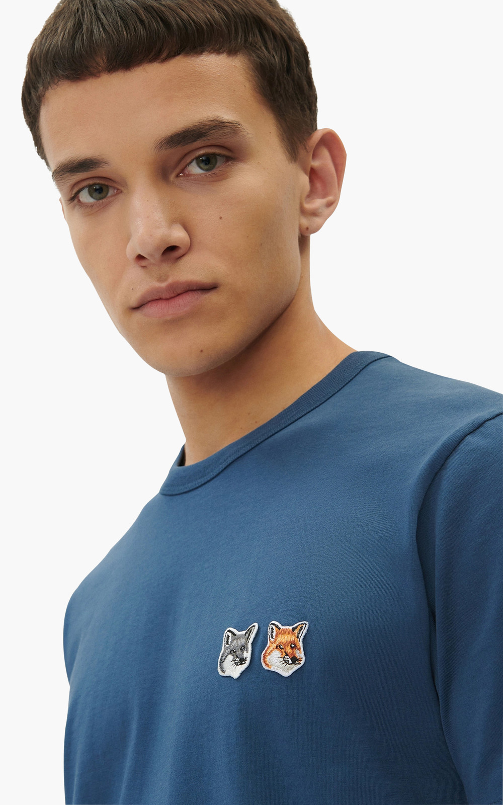Maison Kitsuné Double Fox Head Patch Classic T-Shirt Blue